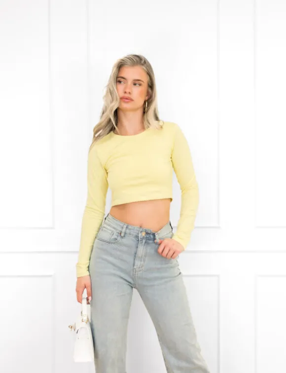 Joy basic cropped top butter yellow