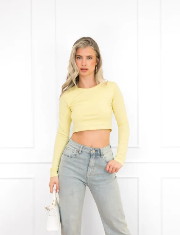 Joy basic cropped top butter yellow