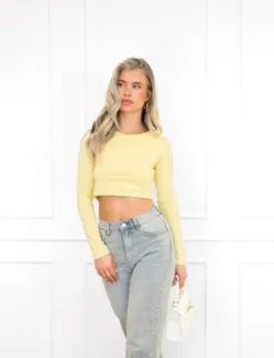 Joy basic cropped top butter yellow