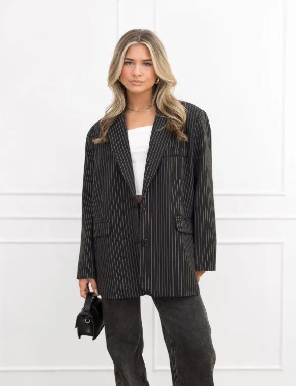 Joya blazer gestreept zwart