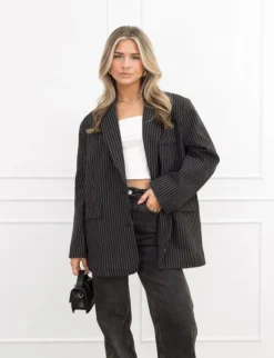 Joya blazer gestreept zwart