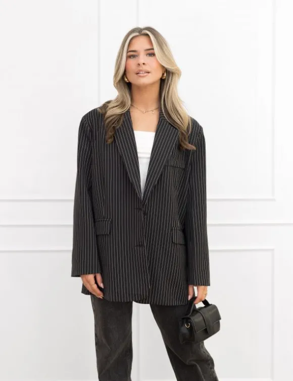 Joya blazer gestreept zwart