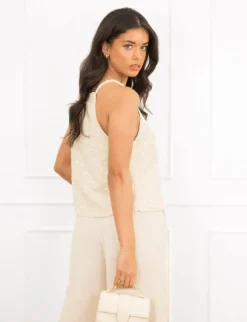 Jula pailletten top beige