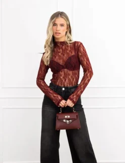 Kady kanten body bordeaux rood