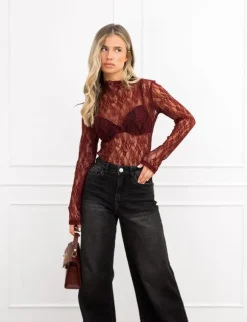Kady kanten body bordeaux rood