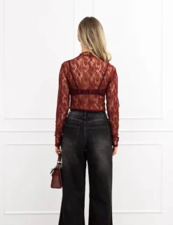 Kady kanten body bordeaux rood