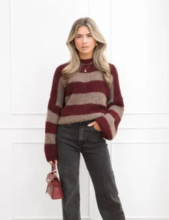 Kiki trui taupe/bordeaux