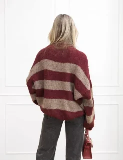 Kiki trui taupe/bordeaux