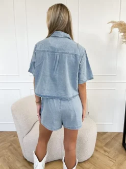 Koko strass short blauw