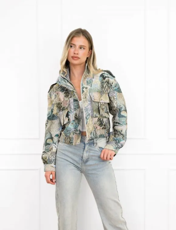 Larissa bomber jack print blauw