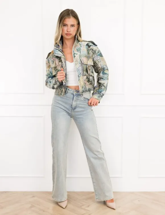 Larissa bomber jack print blauw
