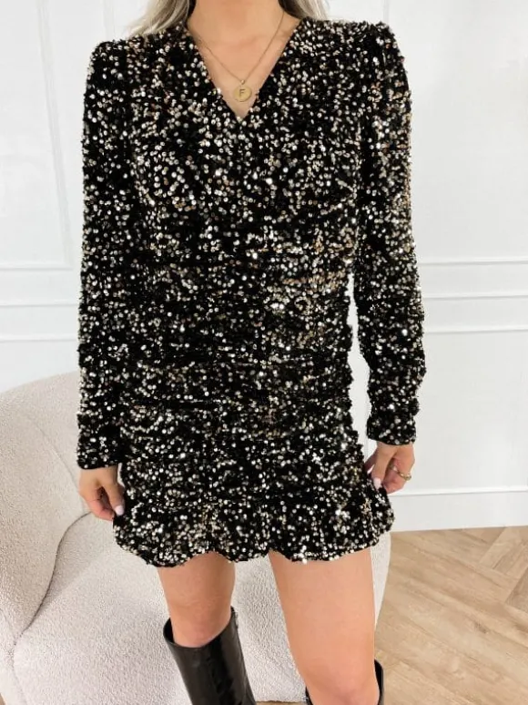 Laurie glitter jurk goud