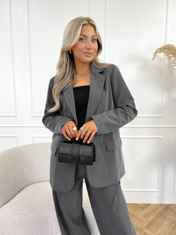 Liane strass blazer grijs