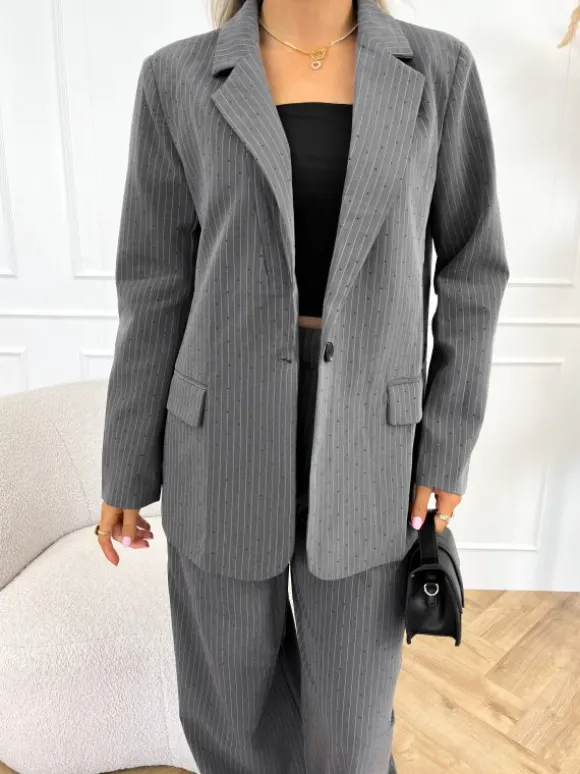 Liane strass blazer grijs