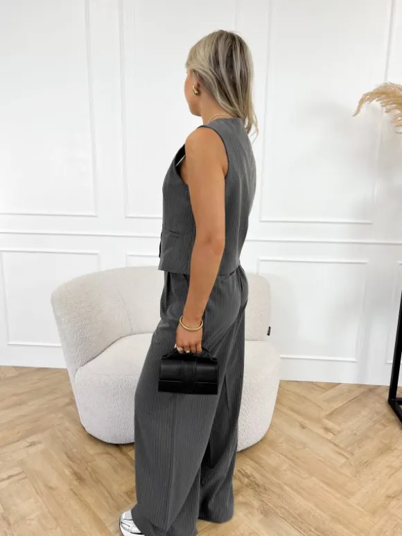 Liane strass gilet grijs