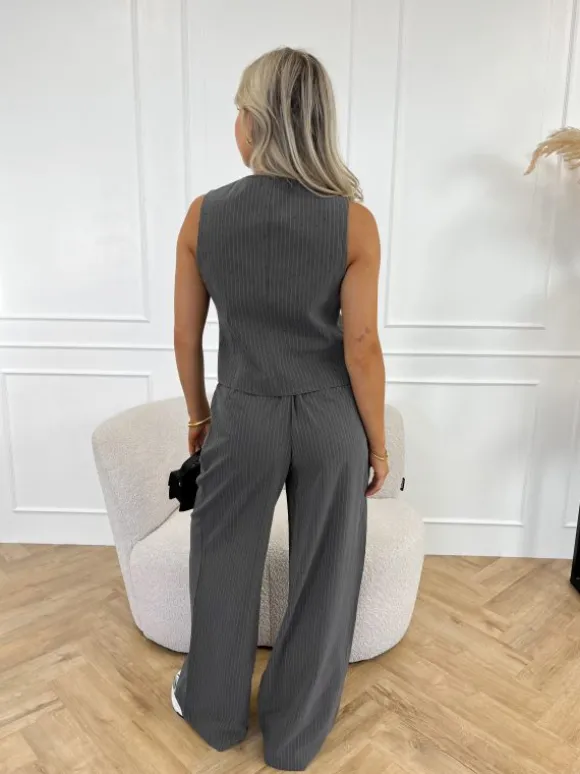 Liane strass gilet grijs