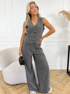 Liane strass gilet grijs