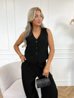 Liane strass gilet zwart