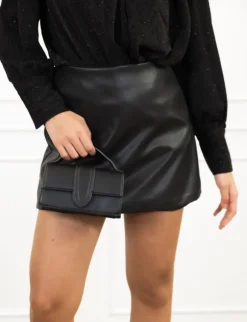 Liese leren skort zwart