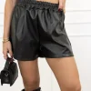Linaya leren short zwart
