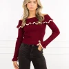 Lizzie top bordeaux rood