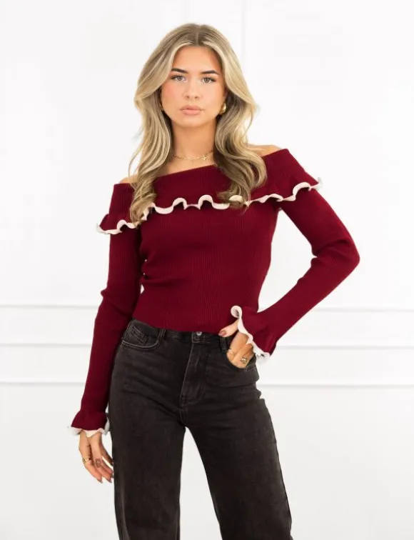 Lizzie top bordeaux rood