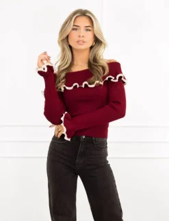 Lizzie top bordeaux rood