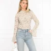 Luus kanten top beige