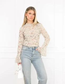 Luus kanten top beige