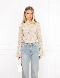 Luus kanten top beige