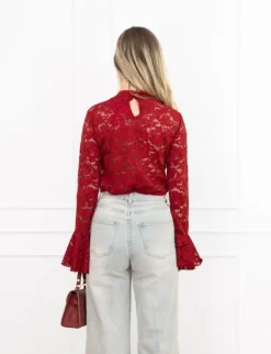 Luus kanten top bordeaux rood