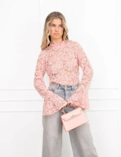 Luus kanten top licht roze