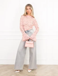 Luus kanten top licht roze