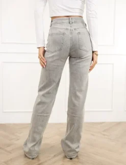 Lynn wide leg jeans mid rise licht grijs