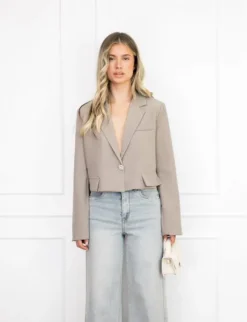 Maan cropped blazer taupe