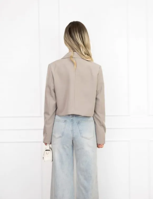 Maan cropped blazer taupe