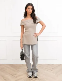 Mady top licht taupe