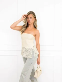 Mara off shoulder top beige