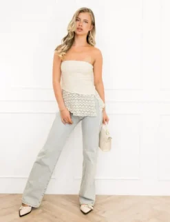 Mara off shoulder top beige
