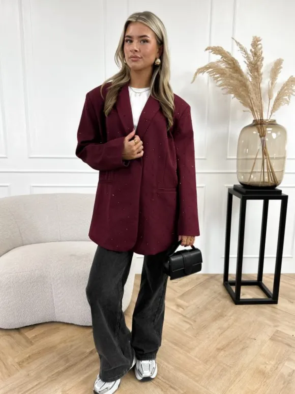 Marie strass blazer bordeaux
