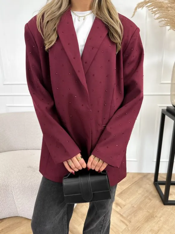 Marie strass blazer bordeaux