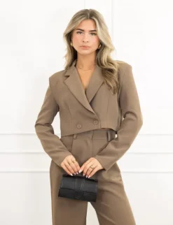 Mayra cropped blazer bruin