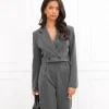 Mayra cropped blazer gestreept grijs