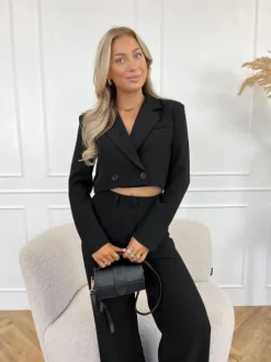 Mayra cropped blazer zwart