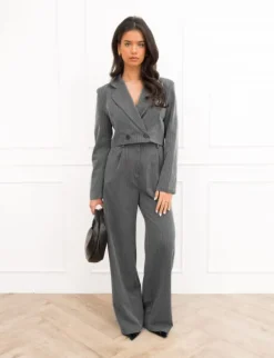 Mayra pantalon gestreept grijs