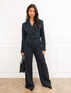 Mayra pantalon gestreept donker blauw