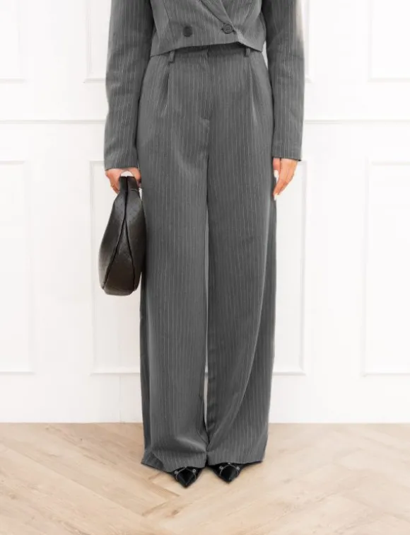 Mayra pantalon gestreept grijs