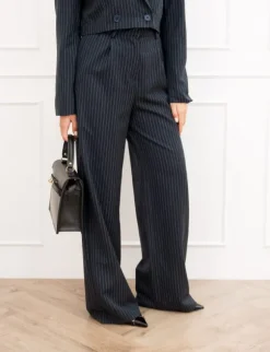 Mayra pantalon gestreept donker blauw