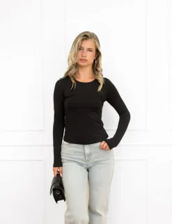 Merle basic top zwart