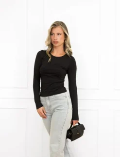 Merle basic top zwart